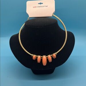 #94.  Liz Claiborne Gold Necklace with Coral Accents